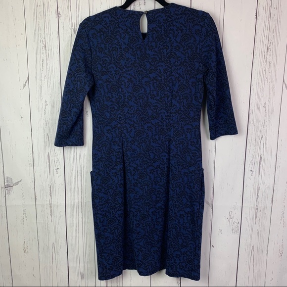J. McLaughlin blue black floral dress w/ pockets - Picture 7 of 9